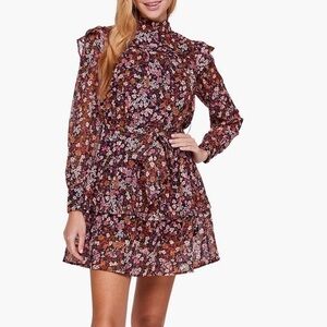 KOKO+MASON floral mock‎ long sleeve dress